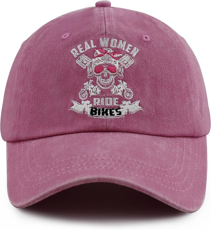 Real Women Ride Bikes Hats for Women, Funny Vintage Cotton Embroidered Baseball Cap