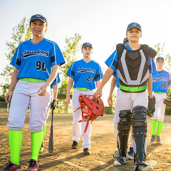 Haysandy Baseball or Softball Sock and Belt Combo Set 3 Football Baseball Socks with Softball Belt for Youth Boys Kids