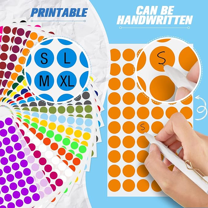Thenshop 12000 Pcs 1/2 Inch Round Colored Circle Dot Sticker Label 20 Assorted - Image 3