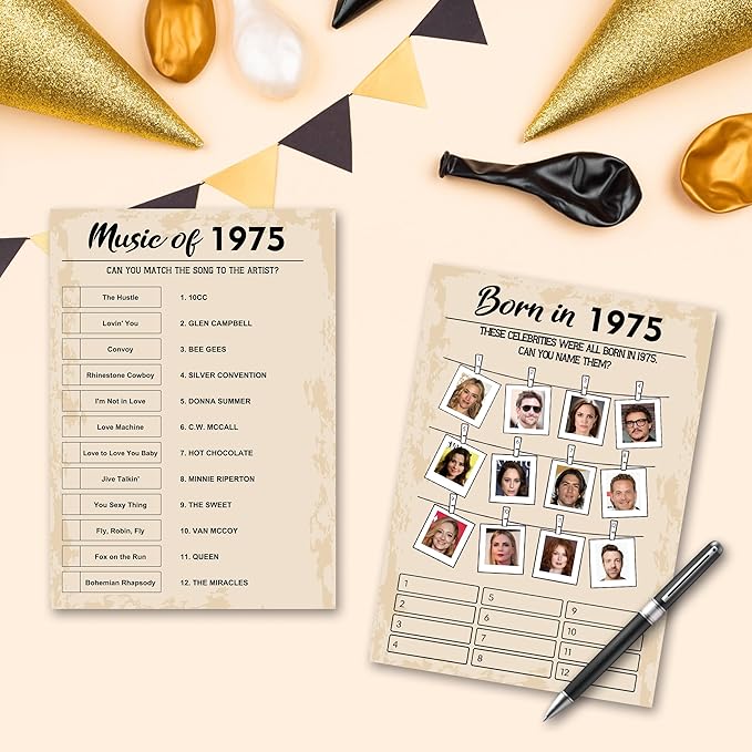 50th Birthday Party Games, Born in 1975 Games Bundle, Birthday Party Supplies - Image 5