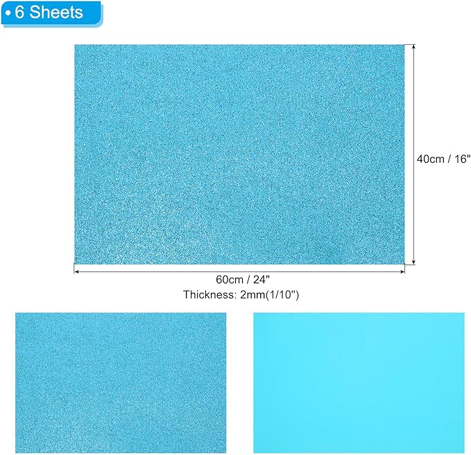 PATIKIL 2mm Thick Non Adhesive Glitter Foam Sheet 16x24inch Blue, EVA Shiny - Image 2
