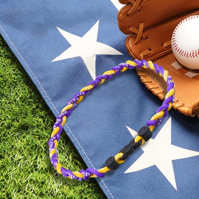 18inch Baseball Necklace,Fashion Tri-Braided Rope Tornado Necklace for Sports Fan