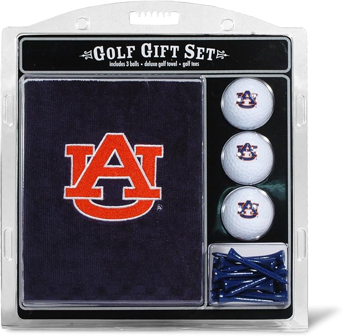 Team Golf NCAA Gift Set Embroidered Golf Towel, 3 Golf Balls, and 14 Golf Tees 2-3/4" Regulation, Tri-Fold Towel 16" x 22" & 100% Cotton