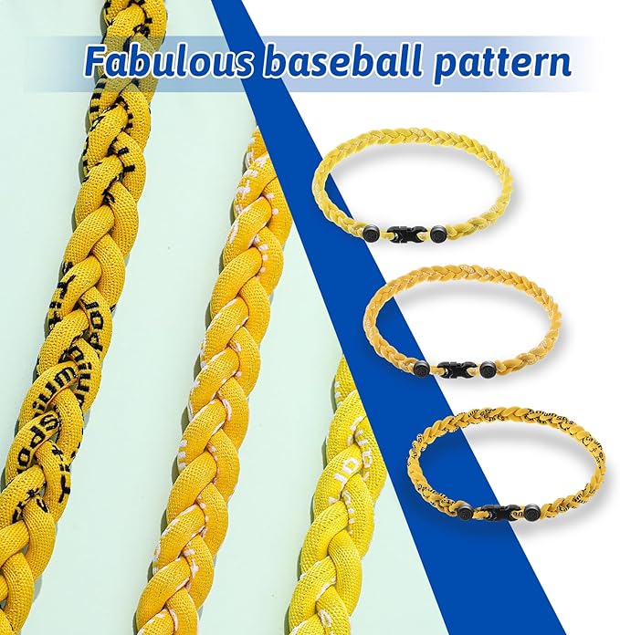 Junkin Baseball Necklaces Three Braided Rope Titanium Necklace for Fans Team Gifts Boys Men Player Softball Sports