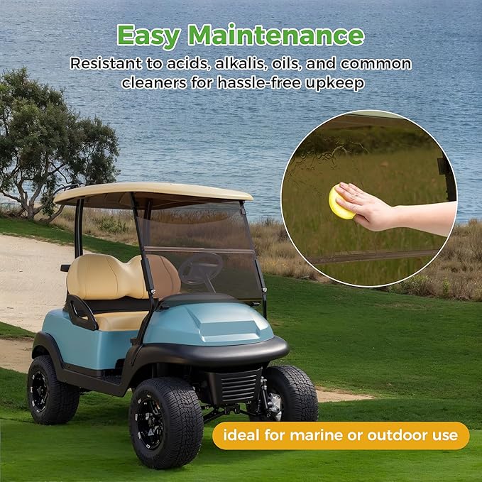 10L0L Golf Cart Windshield for Club Car Precedent 2004-Up, Tempo, 2017-Up Onward, One-Piece Hinge Design, Clear/Tinted Anti-UV Impact Resistant,HD View, 37.5" W X 33.6" H