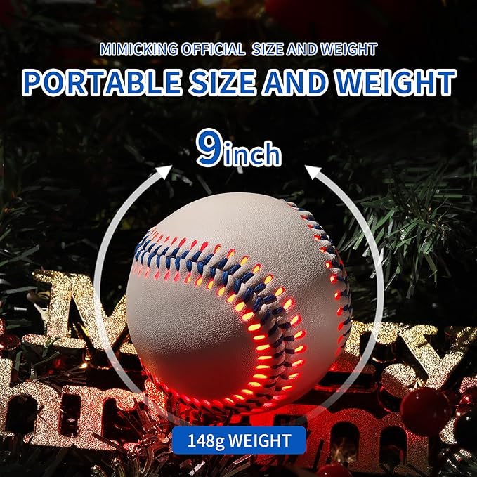 Glow Baseball Bluetooth Speaker，Portable Sports Gift for Fans, Waterproof Outdoor Speaker with Party Lights.