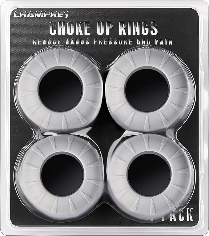 CHAMPKEY Premium Choke Up Rings 4 Pack | Reduced Hands Pain and Pressure Baseball Rings | Ideal for Baseball, Softball and Tee Ball Bat