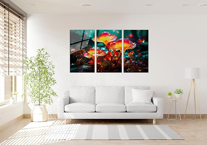 SpiritualHands Fantastic Mushrooms Glass Wall Art Oil Painting - Image 9
