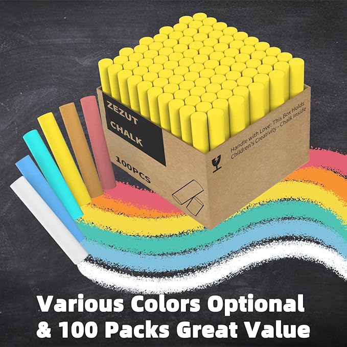 Yellow Chalk 100PCS, Low Dust Chalks Stick Bulk - Image 2