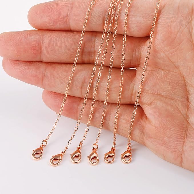 ALEXCRAFT 12PCS Rose Gold Plated Solid Brass Chians Hypoallergenic Flat Cable - Image 6