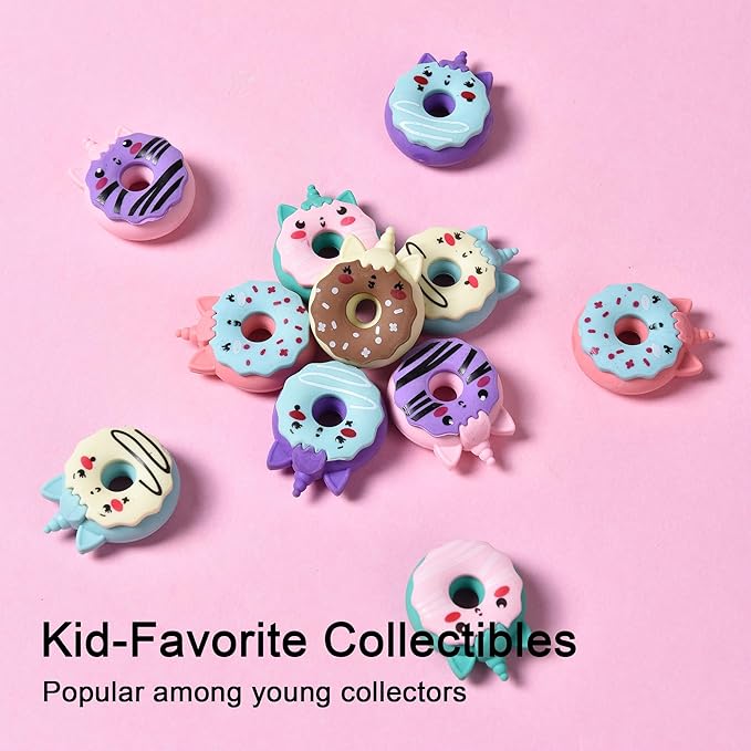 HILAZA Donut Erasers for Kids Bulk, 24 Pieces 3D Cute Fun Monster Erasers for - Image 7