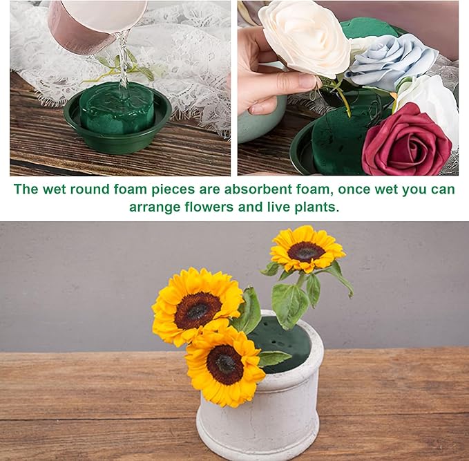 12Pcs Round Floral Foam Blocks, Wet and Dry Foam Bricks - Image 4