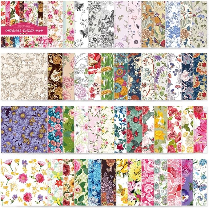 Origami Paper Kit 50 Sheets 70GSM 6 Inch Square Double Sided Color 50 Vivid by Bestartsuppliesforyou