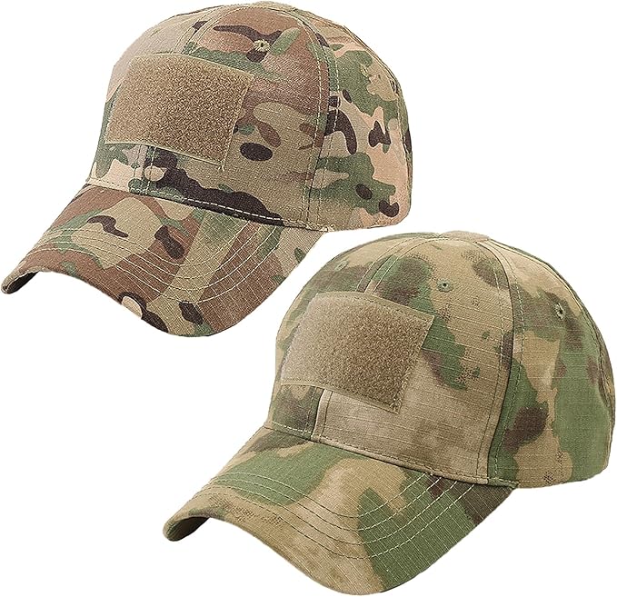 4 Pack Camo Baseball Caps, Unisex Structured Plain Baseball Hats, Army Military Camouflage Hat for Sport Tactical Game