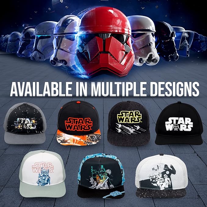 Star Wars Classic Embroidered Logo Flatbrim Baseball Cap Hat, Boys Youth