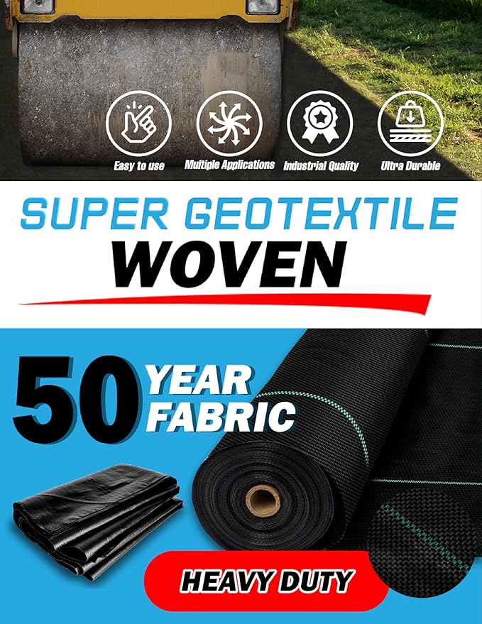 Woven Geotextile Fabric for Driveway and Road Stabilization, Construction - Image 9