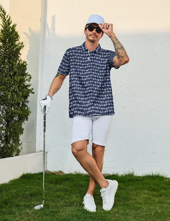 Mens Golf Shirts Golf Polo Shirts for Men Short Sleeve Polo Shirts Golf Gifts