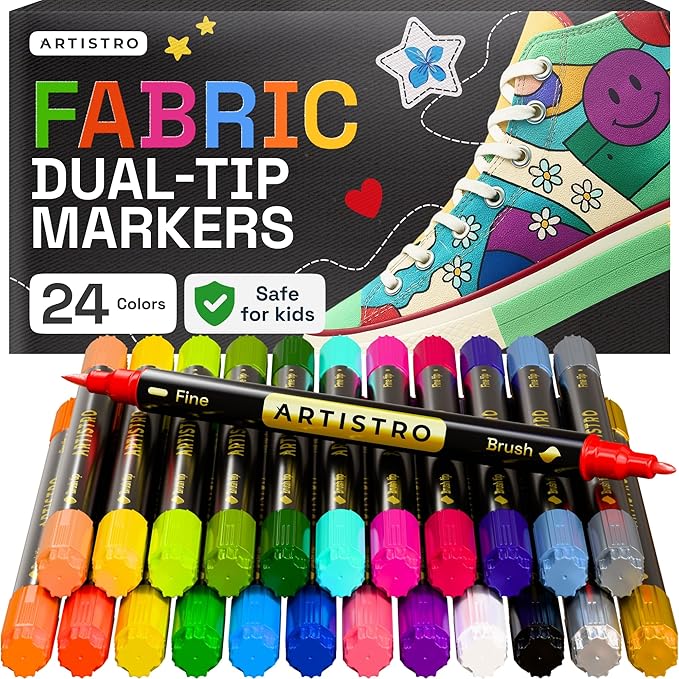 ARTISTRO 24 Dual-Tip Fabric Markers by ARTISTRO