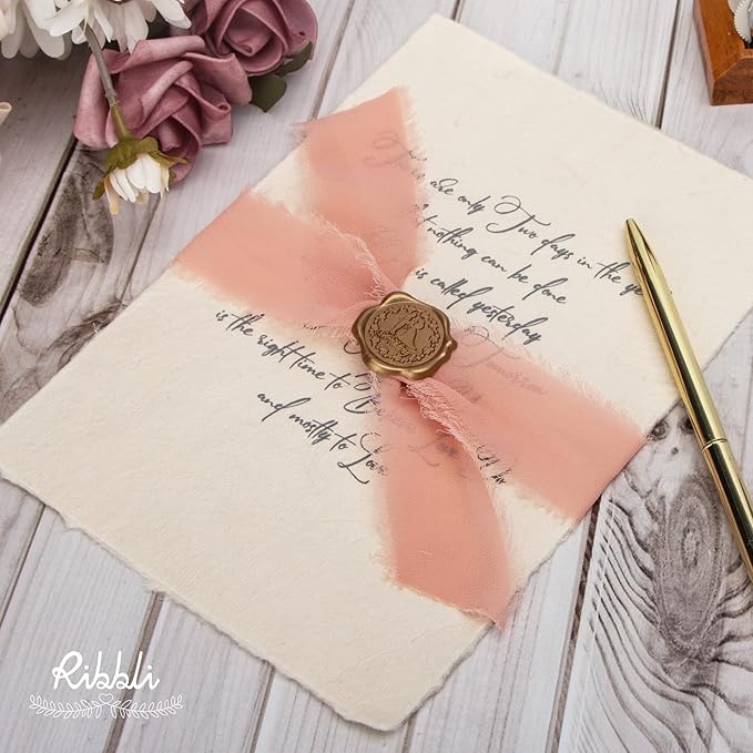 Ribbli Chiffon Silk Ribbon, 1.5 inch x 30 Yard, Blush Pink/Dusty Pink/Mauve - Image 3