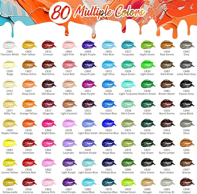 Caliart Acrylic Paint Set, 80 Colors - Image 4