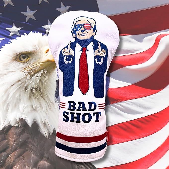 The Original USA Funny Golf Head Covers Trump Bad Shot Driver Fairway Wood Putter Headcover with Madson Golf Cart Magnet for securing Golf Head Cover, Donald Trump Merchandise, Dad Gifts for Birthday