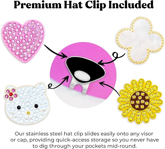 NAVIKA Lady Luck Ladybug Golf Ball Marker with Austrian Crystals | Hat Clip Included | Good Luck Themed Golf Accessory | Sparkling Red | Tournament Gift for Women