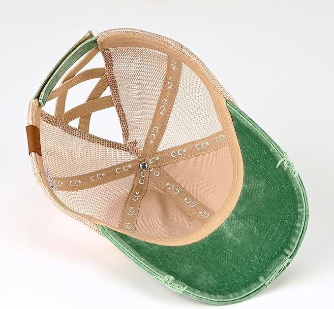 C.C Ponycap Messy High Bun Ponytail Adjustable Glitter Mesh Trucker Baseball Cap