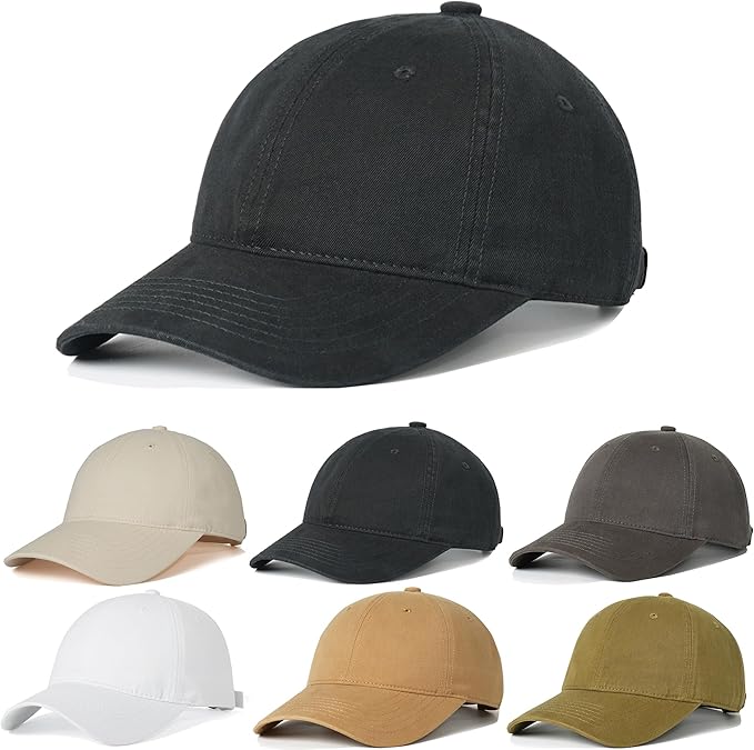 6Pack Unisex Vintage Washed Cotton Baseball Cap Soft Unconstructed Plain Blank Adjustable Size Dad Hat