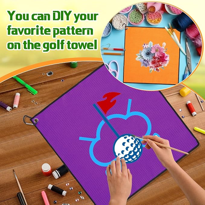 Batiyeer Golf Towel Bulk for Golf Bags 16'' x 16'' Microfiber Fabric Towel with Clip Waffle Pattern, Fitness, Camping, Hiking, Yoga