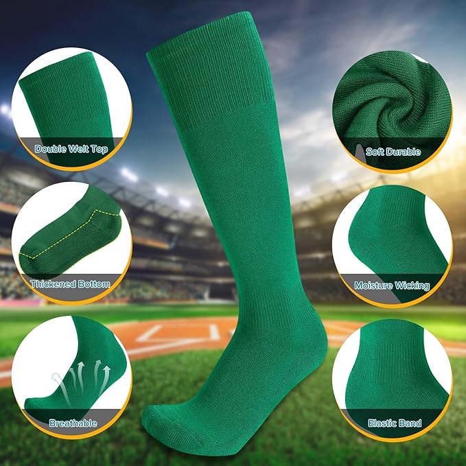Baseball Socks and Belt Combo for Youth Adult - Softball Sock and Belt for Boys and Girls (2 Pairs of Socks & 1 Belt)