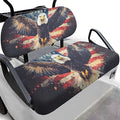 Bulopur 2 Piece Golf Cart Towel Seat Covers American Flag Bald Eagle Ezgo Club Car Seat Cover for 2 Passenger Carts Soft Breathable Golfcart Seats Blanket Washable