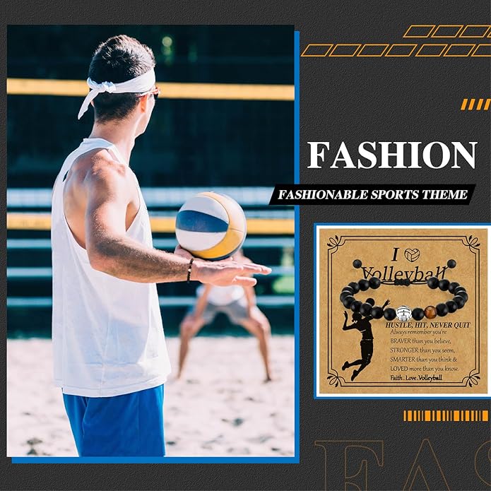 12 Set Sport Adjustable Beaded Bracelets Gifts Football Softball Soccer Volleyball Golf Basketball Hockey Bracelets for Women Men Adjustable Beaded Accessories