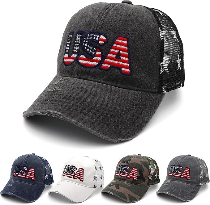 4th of July Hat 250 Anniversary USA Hat American Flag Trucker hat for Women Men Fourth of July Patriotic Eagles Hat