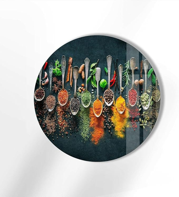 My Photostation.com 15.8'' Diameter Colorful Herbs Round Glass Wall Art - Image 2