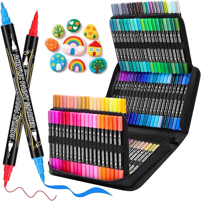 Tongfushop 120 Colors Acrylic Paint Marke, Dual Fine & Brush Tip Paint Pens by BuyNow%E2%80%9CTongfushop%E2%80%9DMore