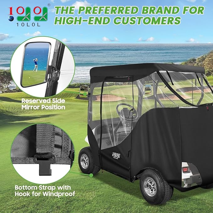 10L0L Golf Cart Enclosure 2 Passenger for EZGO TXT,Waterproof Portable Drivable Golf Cart Storage Cover,Travel 4-Sided Enclosure