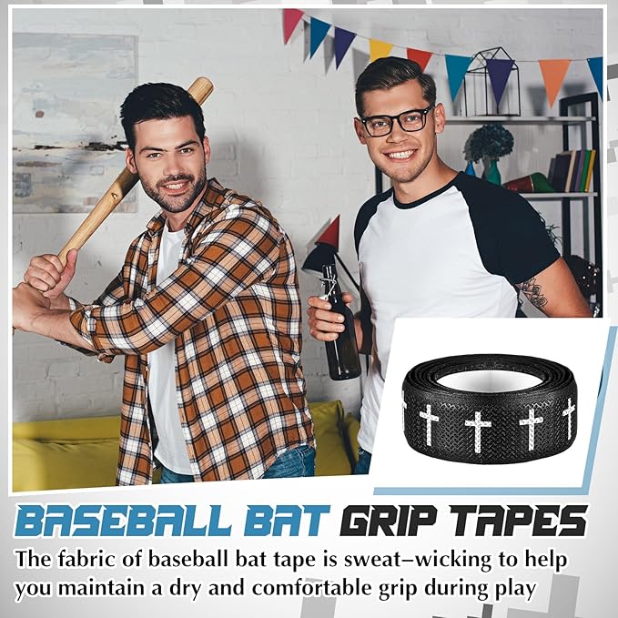 Pushglossy Christian Baseball Bat Grip Tapes 1.5mm Faith Cross Bat Grip Tape, Precut Full Adhesive Baseball Wrist Tape Scripture Design Non-Slip Religious Baseballs Grips Tapes