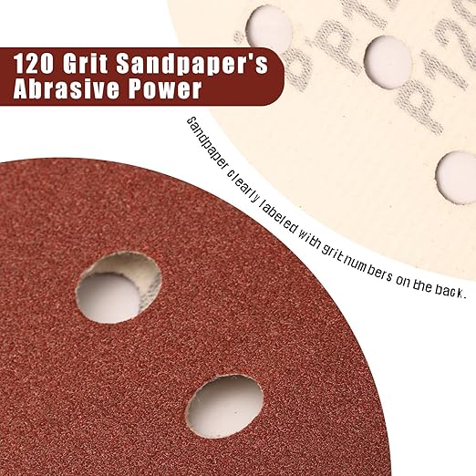 120 Grit 5 Inch Sanding Discs Hook and Loop Sandpaper - Image 2