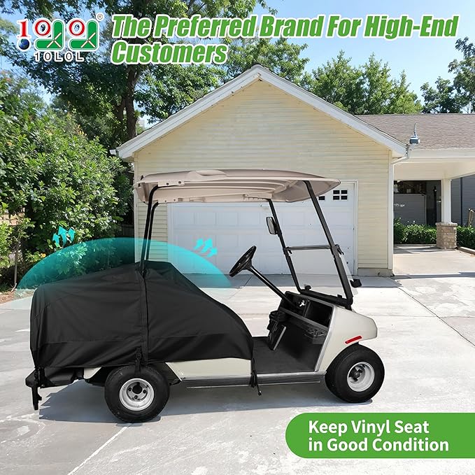 10L0L Waterproof Golf Cart Seat Cover, Universal for Yamaha EZGO Club Car 2+2 Seats Rain Covers | 600D Oxford Golf Cart Seat Protective Covers | Rain & Dust Protection | Easy On/Off for Daily Use