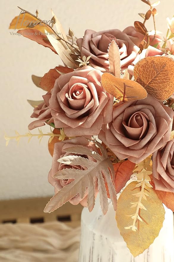 Floroom Artificial Flowers 25pcs Real Looking Warm Taupe Foam Fake Roses - Image 3