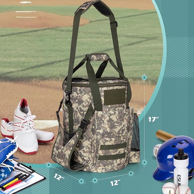Smasrob Baseball Coaches Bag Fits 6 Gallon Ball Bucket, Baseball Bucket Bag with Backpack and Shoulder Straps