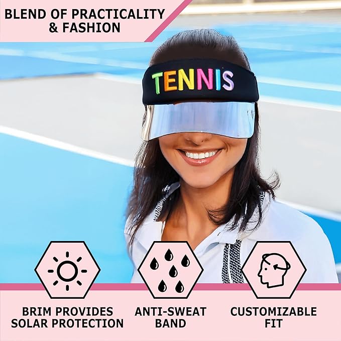 Funky Junque Women's UV 50 Adjustable Sun Visor - Golf Tennis Pickleball - Sports Themes Solid Colors Easter Pastels