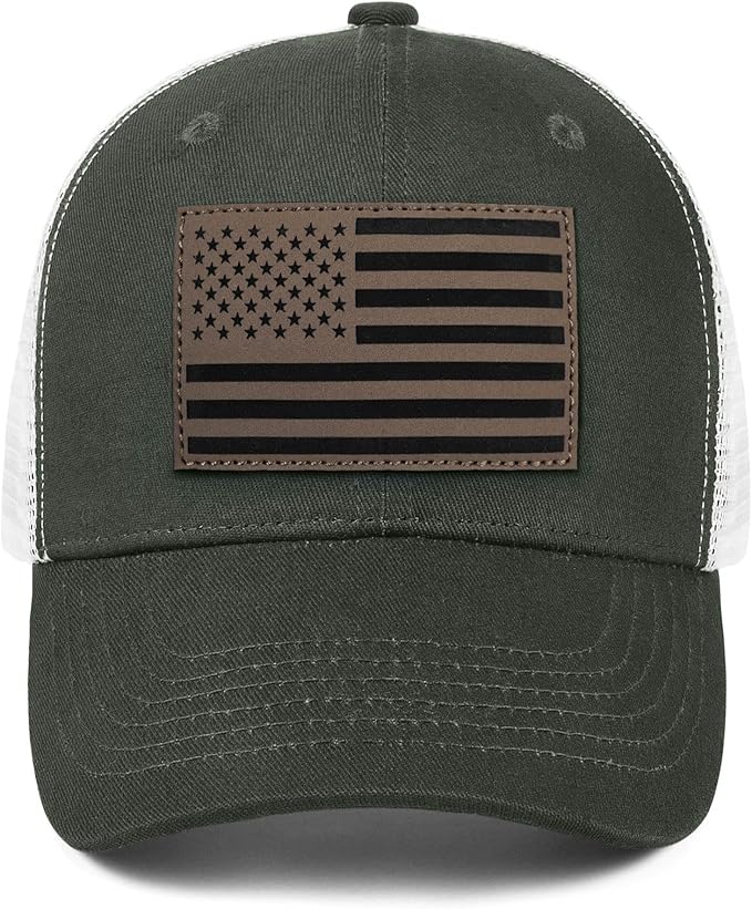 American Flag Trucker Hat - Snapback Hats for Men Women Baseball Cap - Breathable Mesh & Adjustable Fit for Casual Wear