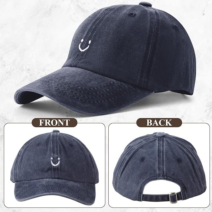 5 Pieces Unisex Cotton Vintage Baseball Cap Low Profile Unstructured Baseball Hat Washed Distressed Twill Adjustable Dad Hat