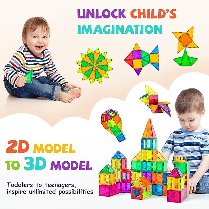 cossy 120Pcs Magnetic Tiles Magnetic 3D Building Blocks Set Educational - Image 3