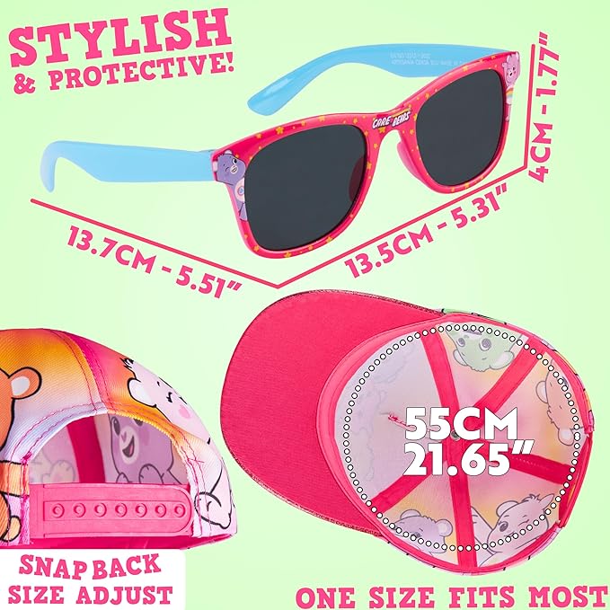 Hello Kitty | Disney Stitch | Care Bears Baseball Cap & Sunglasses for Girls UV400 Sun Protection Gifts for Girls