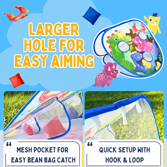 2 in-1 Dinosaur and Spaceship-Themed 27-inch Bean Bag Toss Game Set - Image 4