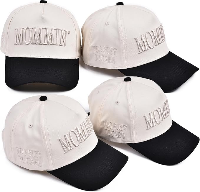 Women’s Mommin Trucker Hat – Vintage Two-Tone Ponytail Baseball Cap, Embroidered Adjustable Hat, Great Gift for Mom & Women