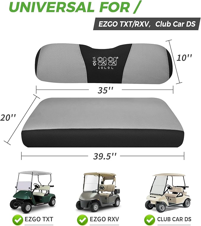 10L0L Universal Golf Cart Seat Covers Dress UP Older Golf Cart Durable Breathable Material Fit Like a Glove for EZGO TXT RXV Club Car DS, Easy to Install