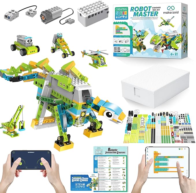 makerzoid Coding Robot Toy for Kids 6+, 100+ in 1 APP Control Robots Building by Makerzoid